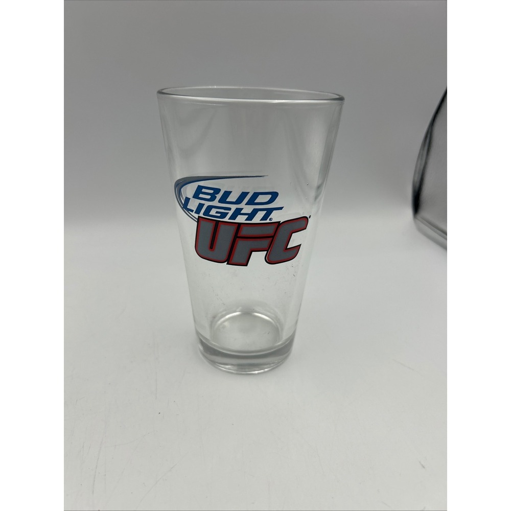 Bud Light Pint Glass Clear 16 oz UFC MMA Graphic Brew Logo